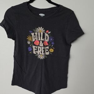 Old Navy Charcoal 'Wild & Free' Graphic Tee - Size XS